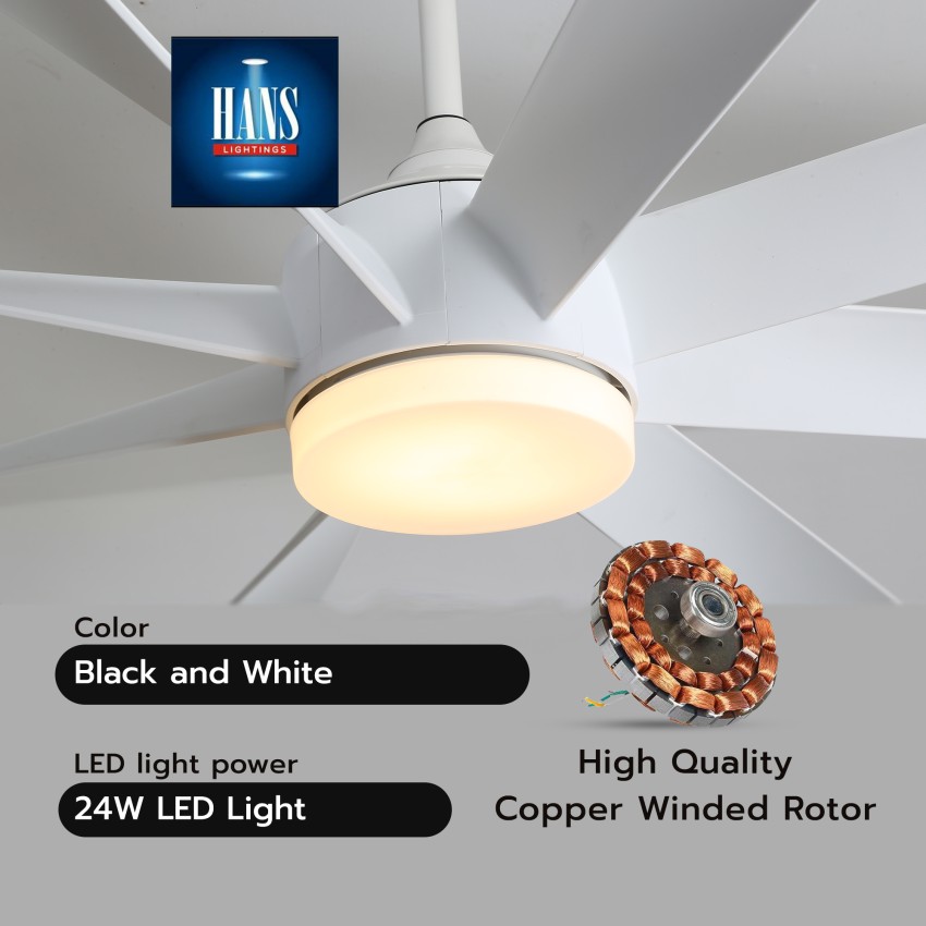 HANS LIGHTINGS Ceiling fan with LED light and 60 inch 8 Curved