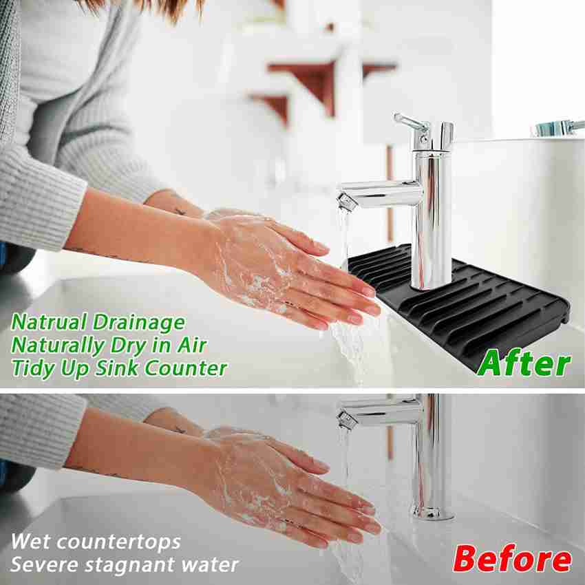 Visland Faucet Drain Pad Food Grade Waterproof Silicone  Faucet Splash Water Drainer Sink Protective Mat Kitchen Supplies   