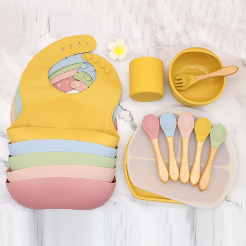 Baby Bowl & Plate Silicone Bib Baby Utensils Spoon Baby Toddler