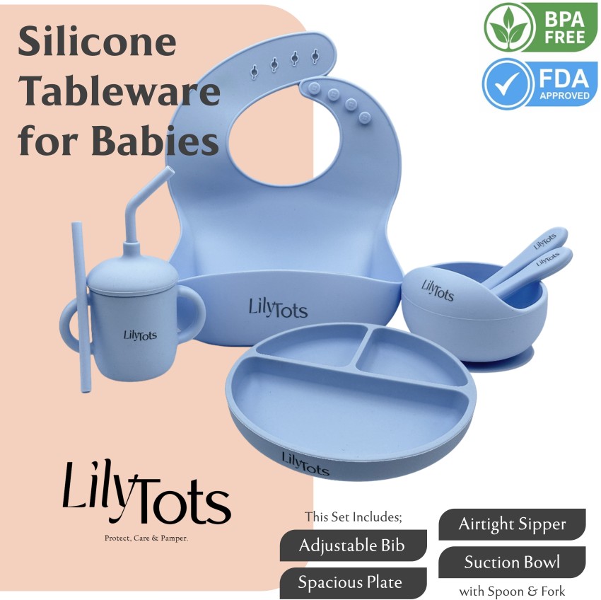 Baybee Silicone Baby Feeding Set of 6 Pcs Tableware Kit for