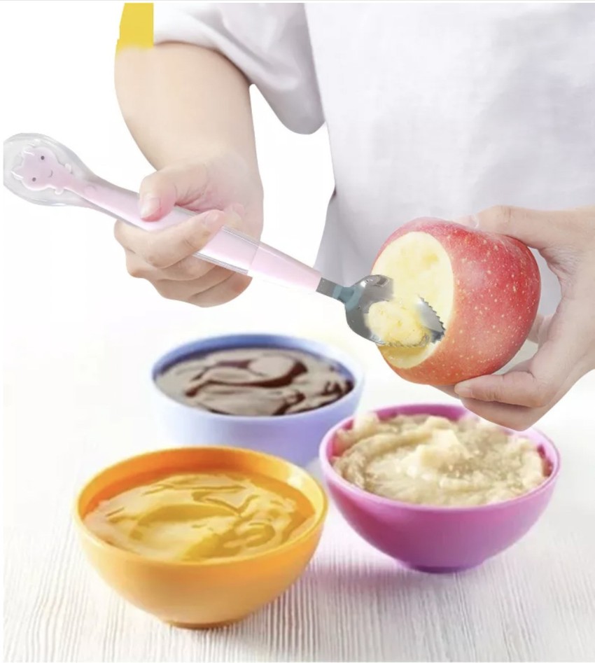 Baby Feeding Spoon Multifunctional Spoon Silicone Fruit Puree Spoon  Supplementary Food Feeder Dual-Head BPA Free Baby Items