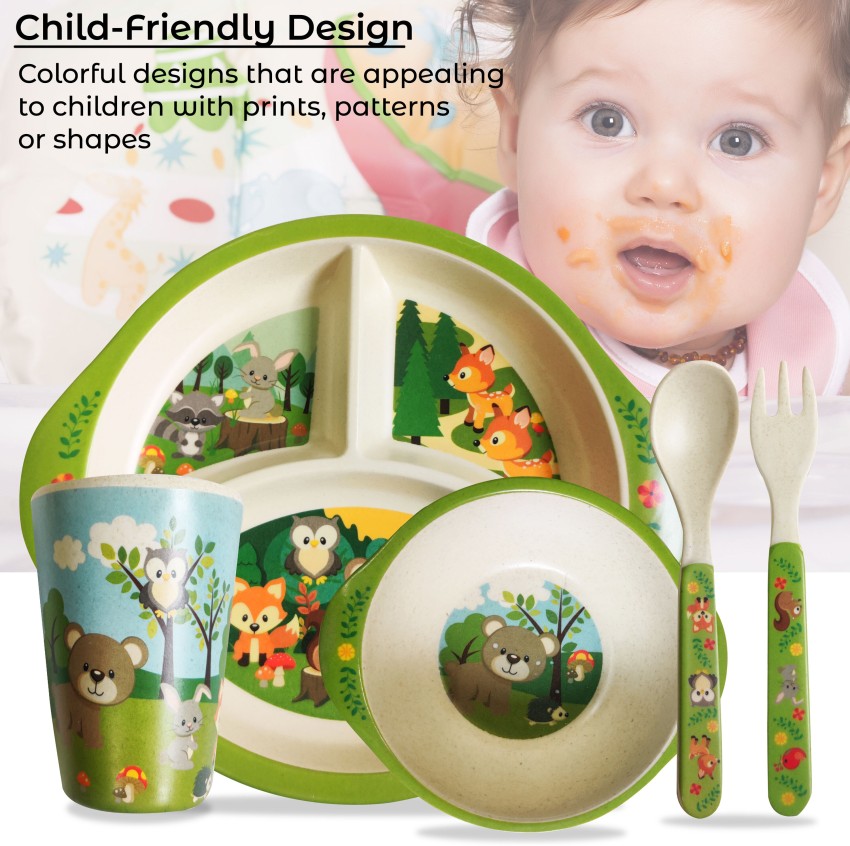 Bamboo Baby Feeding Set Toddler Babies Dishes Stuff Tableware