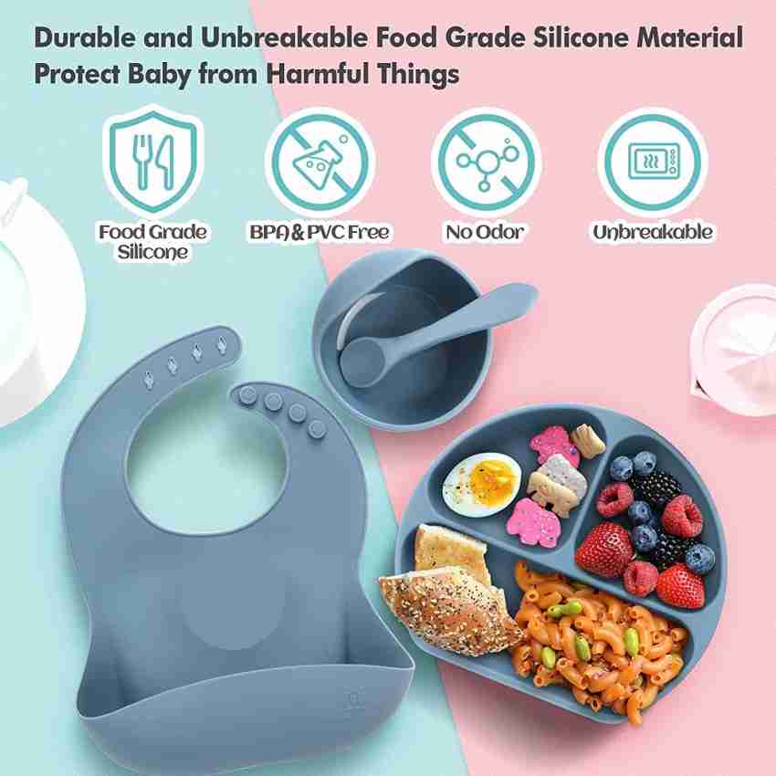 Baybee Silicone Baby Feeding Set of 6 Pcs Tableware Kit for