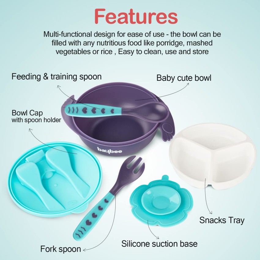 Waterproof Baby Suction Cup Base Bowl Training Spoon & spoon (2