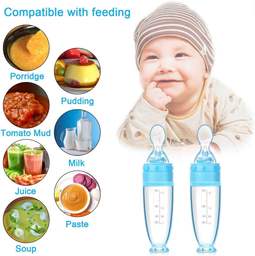 90ml Silicone Feeding Bottle with Spoon for Infant Baby Newborn Toddler  Food Rice Cereal Feeder Bottles