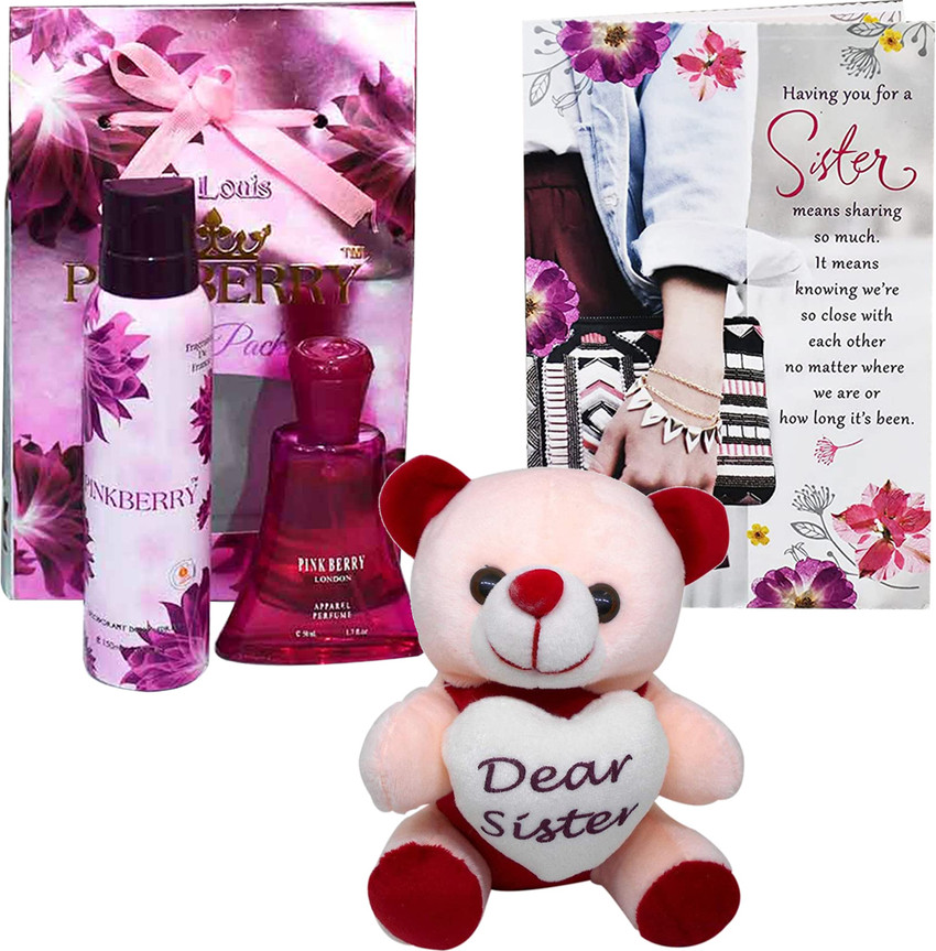 Saugat Traders Gift for Sister Greeting Card Teddy Bear Deodorant and Perfume Set Assorted Gift Box Price in India Buy Saugat Traders Gift for Sister Greeting Card Teddy Bear Deodorant and Perfume Set...
