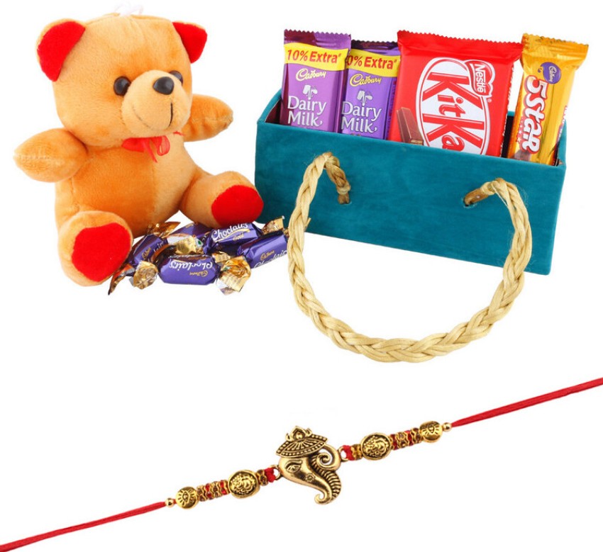 Saugat Traders Cartoon Rakhi for Brother Kids with Gift - Designer Rakhi  with Teddy Bear and Chocolate Pack - Rakhi Gift Set for Kids