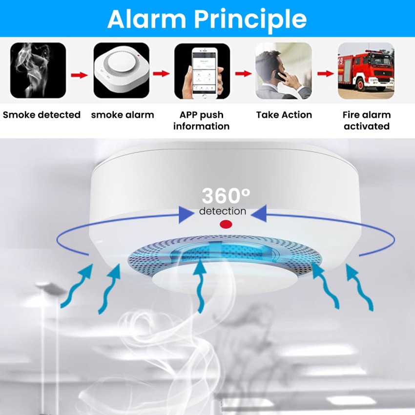 WIFI Smoke Detector Sensor 80DB Alarm Fire Protection Home