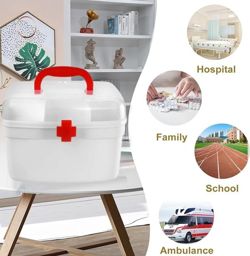 Milton Medical Box, First Aid Empty Medicine Storage Box | Organizer |  Attached Handle | Family Emergency Kit | Detachable Tray | Easily  Accessible