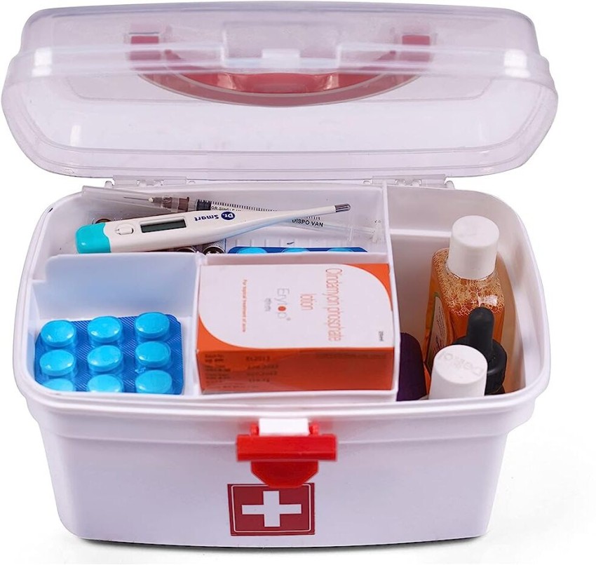 DALUCI First Aid Box Lockable Medicine Box with Detachable Tray