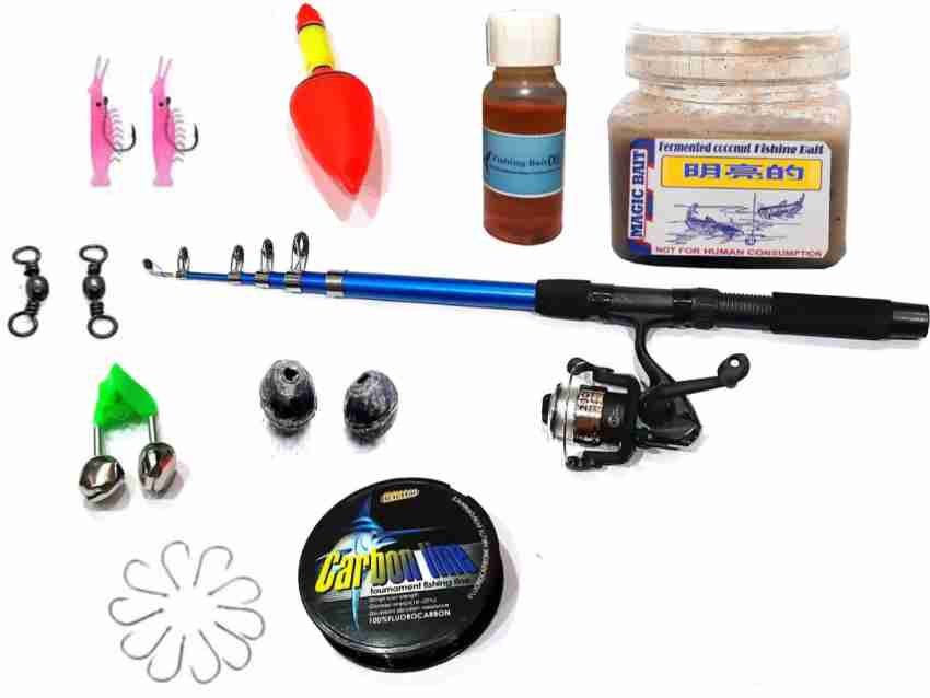 Brighht Telescopic & Fishing Reel Combo 7FT Fishing Set Combo Full Kit with  Fish Attractant Multicolor Fishing Rod