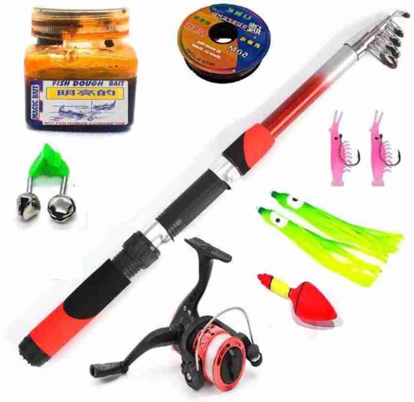 Brighht Fishing Rod Reel Combo Full Kit with Hooks Soft Lures