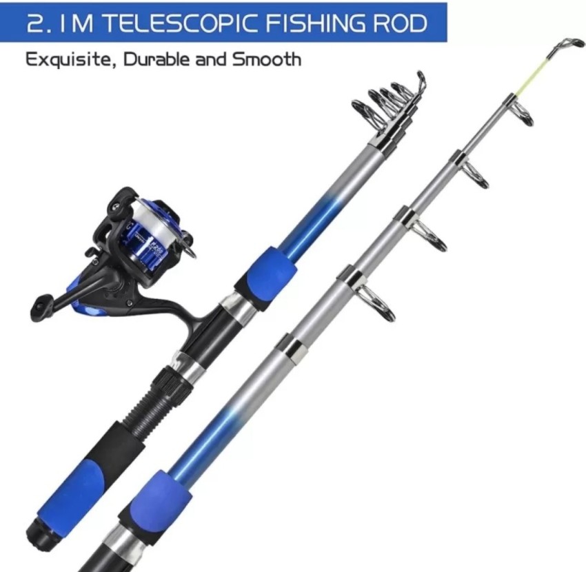 SPRED Fishing rod with reel 7 ft / 210 cm Ap-210 Blue Fishing Rod