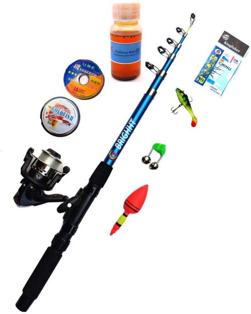 Brighht 210 cm 2. 1 mtr Telescopic Fishing Pole Complet Set Multicolor  Fishing Rod Price in India - Buy Brighht 210 cm 2. 1 mtr Telescopic Fishing  Pole Complet Set Multicolor Fishing Rod online at