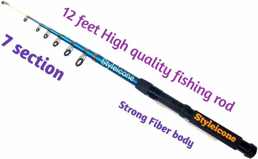 Styleicone 12 feet fishing rod storng fiber 360 cm -777 Blue