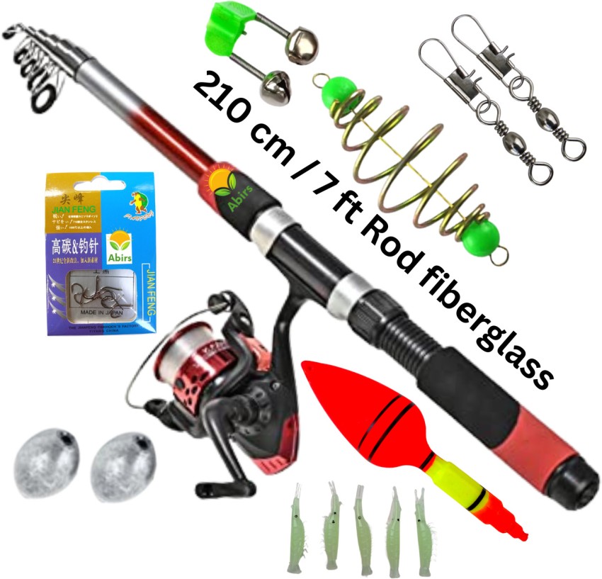 Abirs 7 fit fishing set combo Rod and reel kida Sp-1 Red, Black