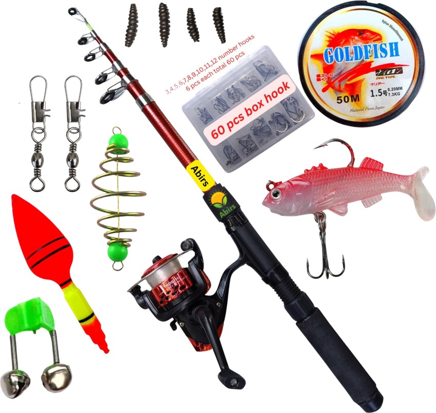 Abirs 7 fit fishing rod set combo feeder set Red Fishing Rod Price in India  - Buy Abirs 7 fit fishing rod set combo feeder set Red Fishing Rod online  at