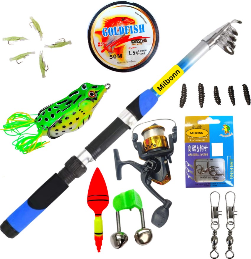 Milbonn Fishing rod and reel set kit combo Sp 210 Multicolor, Blue Fishing  Rod Price in India - Buy Milbonn Fishing rod and reel set kit combo Sp 210  Multicolor, Blue Fishing Rod online at