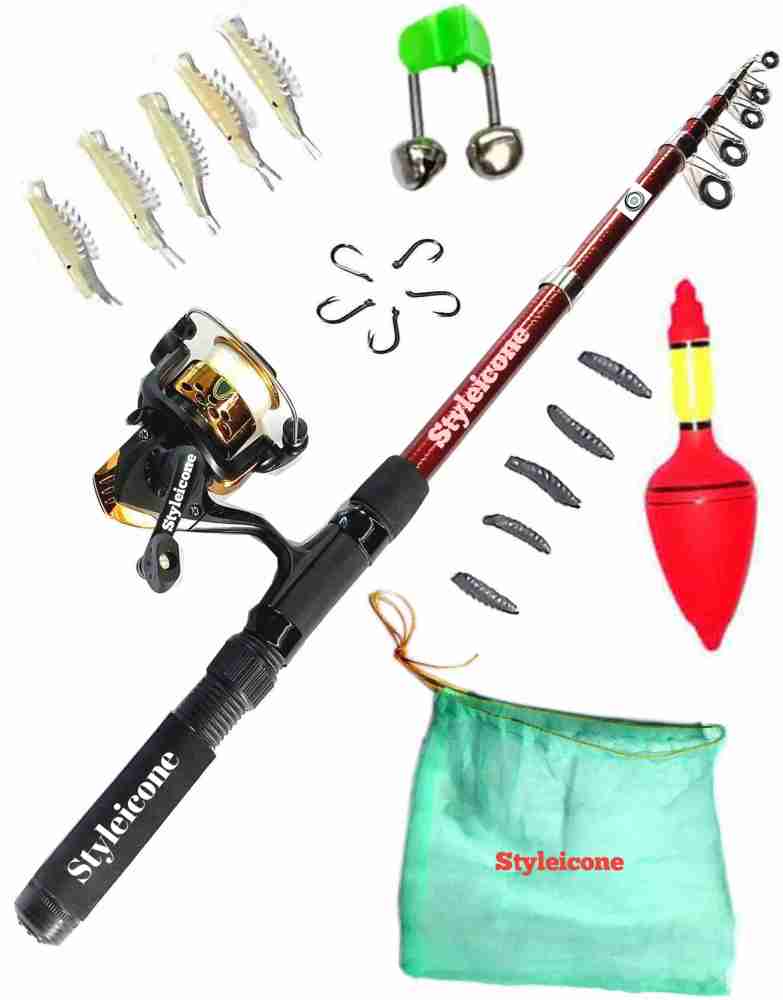 Styleicone 210 MTR ROD AND REEL COMBO NET SET FISHING 2.1MTR/210 JK601 Red  Fishing Rod