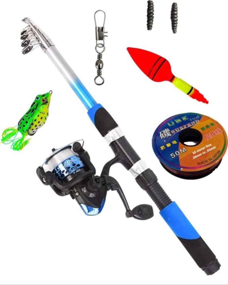 SPRED 7 ft Fishing pole with reel set Sp-2 Blue Fishing Rod Price in India  - Buy SPRED 7 ft Fishing pole with reel set Sp-2 Blue Fishing Rod online at