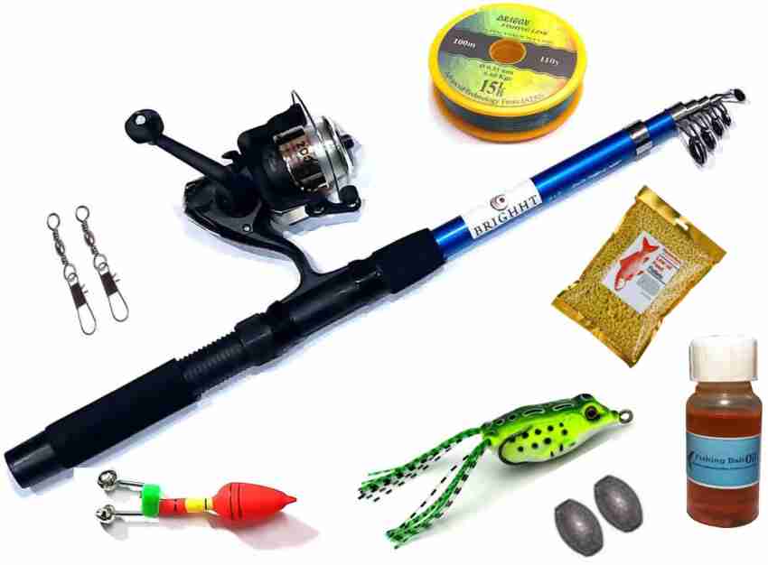Brighht Complete Starter Kit Fishing Rod Reel Combo Full Kit Hooks