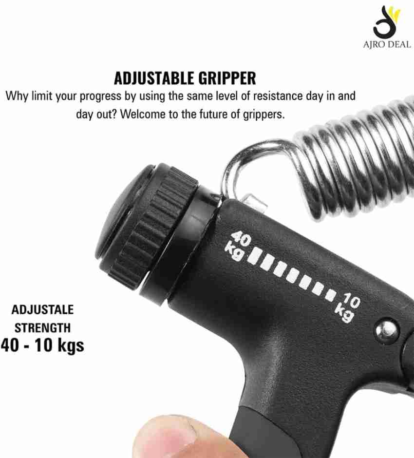 Adjustable Black/Gray Hand Grip (10kg - 40kg) Finger Excerciser, Hand  Gripper