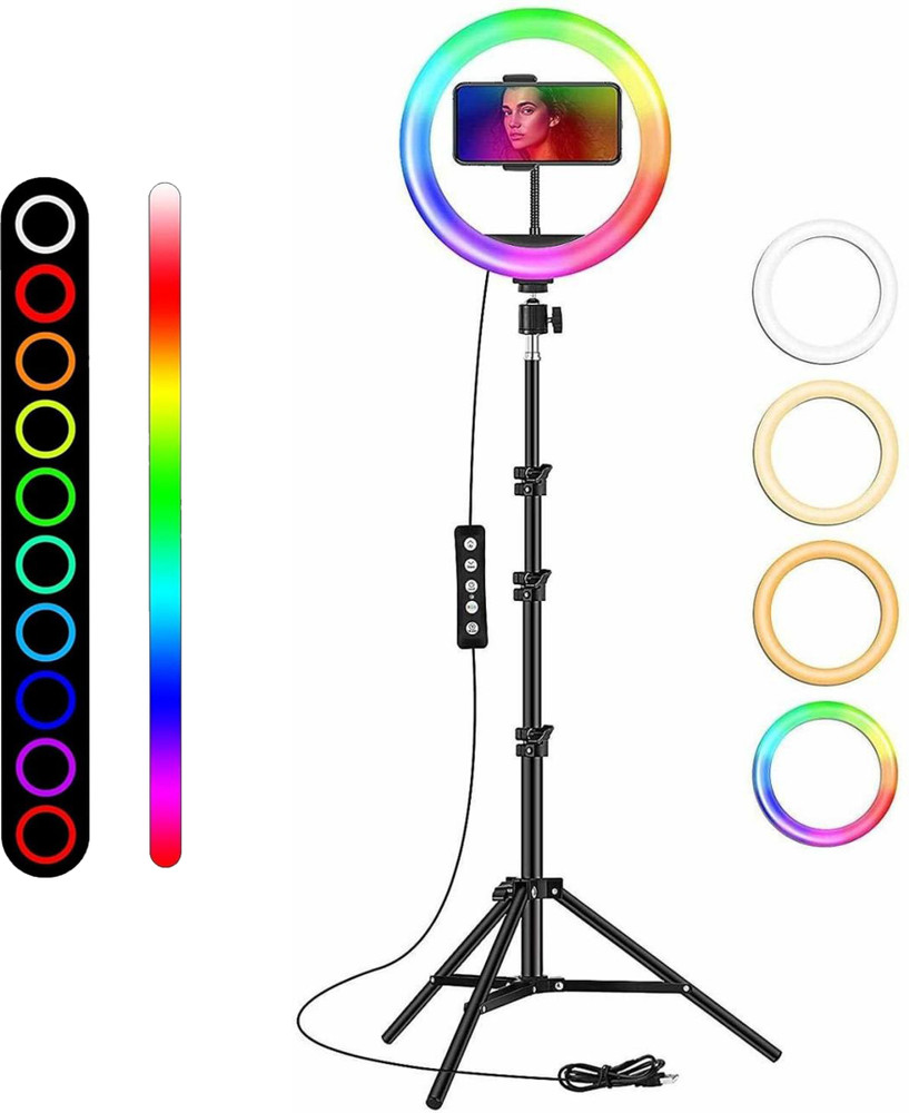Flipkart SmartBuy 10 Inch RGB Ring Light with Adjustable Tripod Stand and Phone Holder 16 Colors Ring Flash Flipkart SmartBuy Flipkart