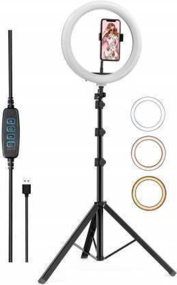 hkutotech LED Ring Light with Stand for Camera Smartphone You-Tube Video  Shooting Instagram Reels and Makeup, MX Takatak, Musically, Vigo and Many