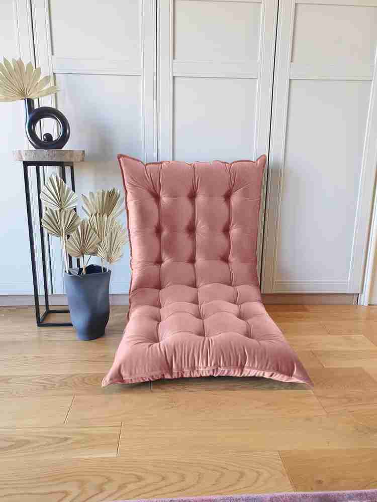 Pink velvet floor cushion top
