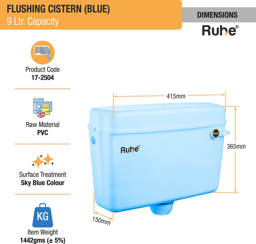 Round Flushing Cistern/ Flush Tank (Sky Blue) - LIPKA