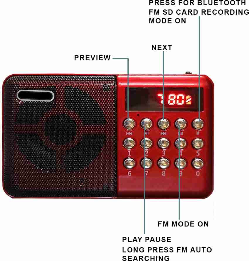 MZ M41VP (FM SUPER RADIO) With Bluetooth/USB/Aux/TFT Card 1200mAh