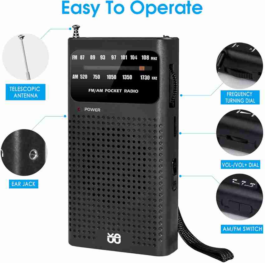 Verilux Portable HiFi AM FM Radio Pocket Radio Player Operated Portable  Radio FM Radio Verilux