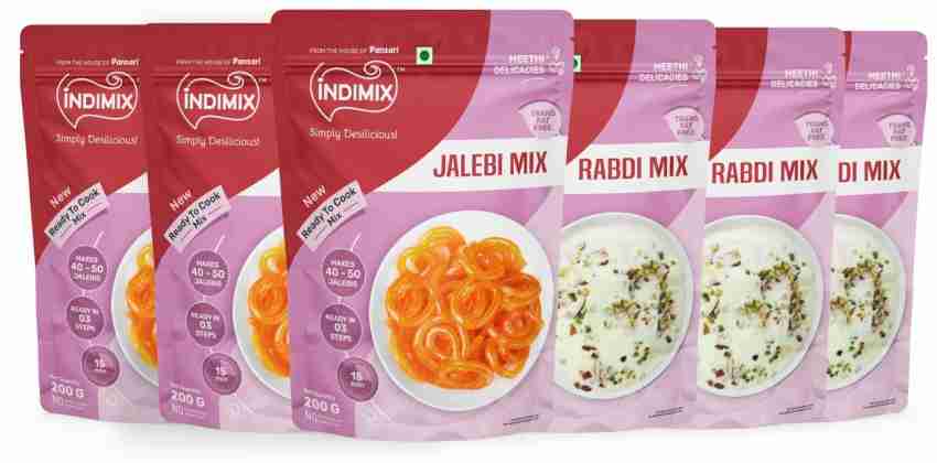 INDIMIX Instant Jalebi Rabdi Mix Pure Veg 20 Minute Indian Sweet Just Ready In 3 Step 1200 g Price in India Buy INDIMIX Instant Jalebi Rabdi Mix Pure Veg 20 Minute