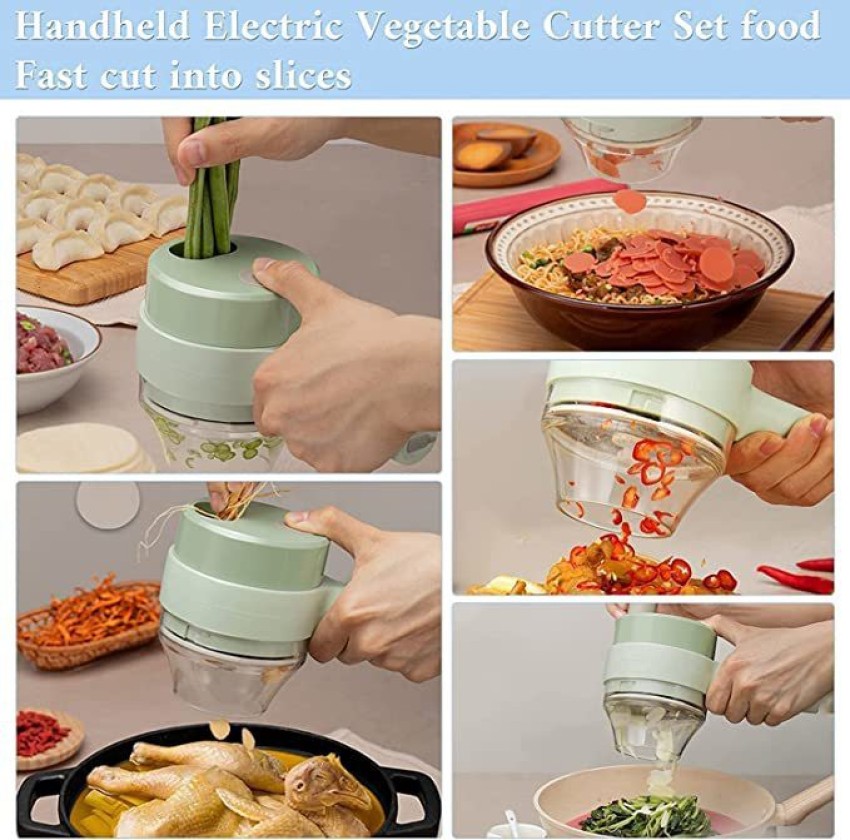 Electric Handheld Food Chopper 4 In 1 / Cooking Hammer Vegetable Cutter Set