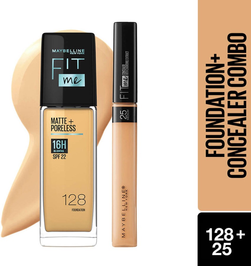 Maybelline fitme matte+poreless with clay foundation shade 128warm nude for  flawless face base