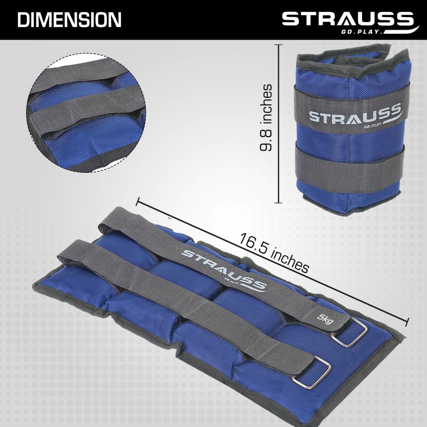 Strauss (5 Kg x 2) Ankle Weight, Wrist & Leg Weights Cuff, 5Kg Each, Pair  Blue Ankle & Wrist Weight - Buy Strauss (5 Kg x 2) Ankle Weight