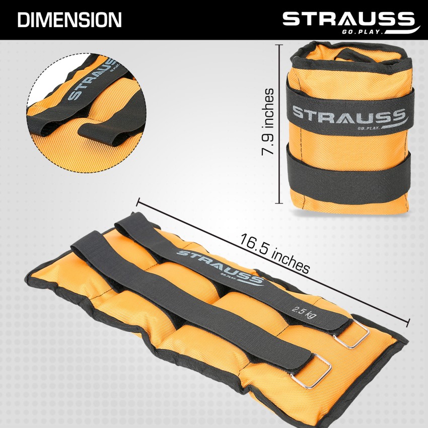 Strauss (2.5 Kg x 2) Ankle Weight  Wrist & Leg Weights Cuff, 2.5