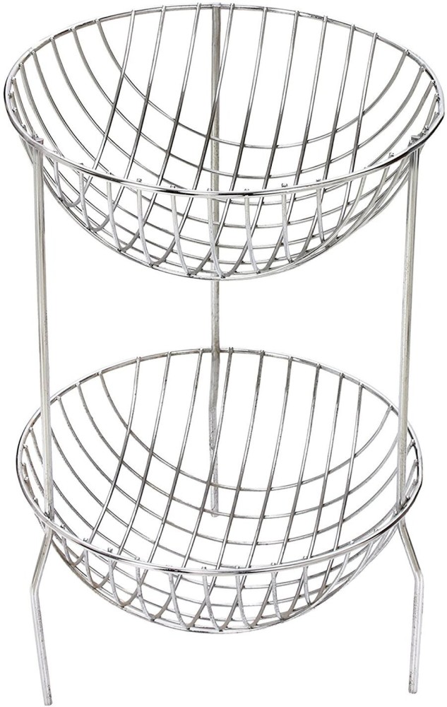 Gehwara Silver Stackable Baskets for Fruit Vegetable Organization