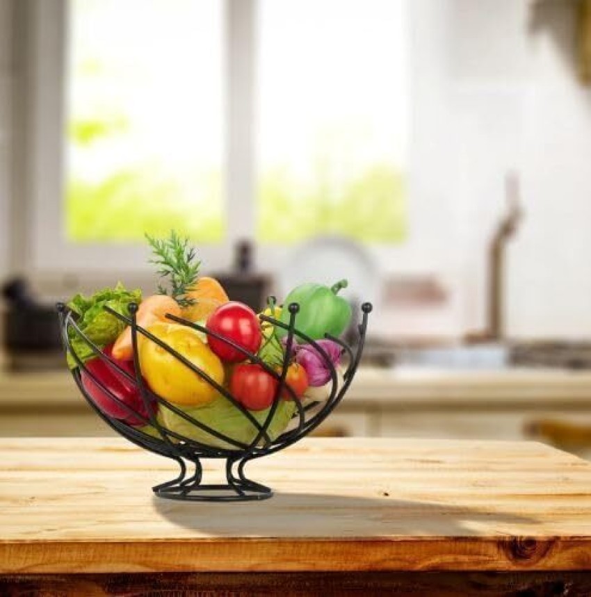 Black Fruit Bowl Modern Fruit Basket Round Fruit Bowls Iron Fruit