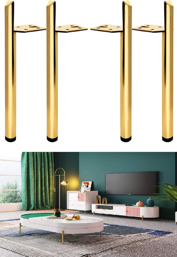 uniquella Pack of 4 Gold Straight Furniture Legs 6 Inch Included