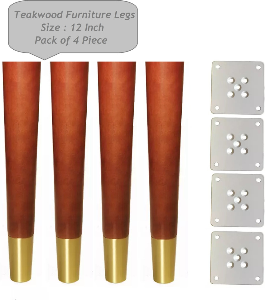 uniquella 12 Inch Teakwood Brown Sofa Furniture couch Legs Pack of