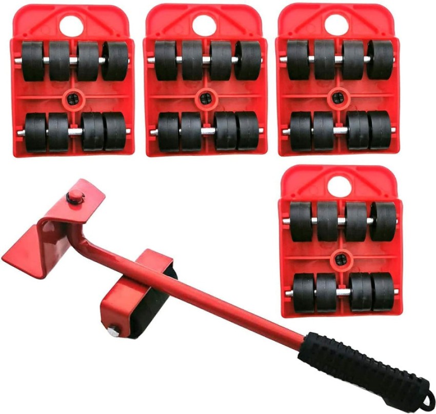 4 PC FURNITURE MOVER ROLLERS w/ WHEELS Appliance Casters Roll Slider Tool  Set