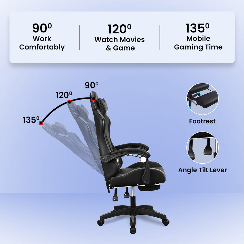 SAVYA HOME Snipe Gaming Chair Adjustable headrest Lumbar support Comfortable footrest Gaming Chair