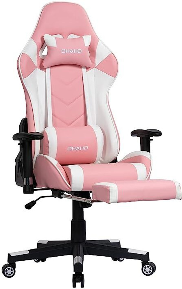 Gaming chair 2025 pink and white