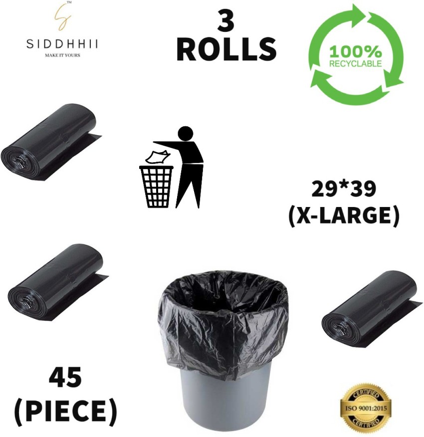 Dustbin Bags (20x26-inches, Black) medium pack of 50