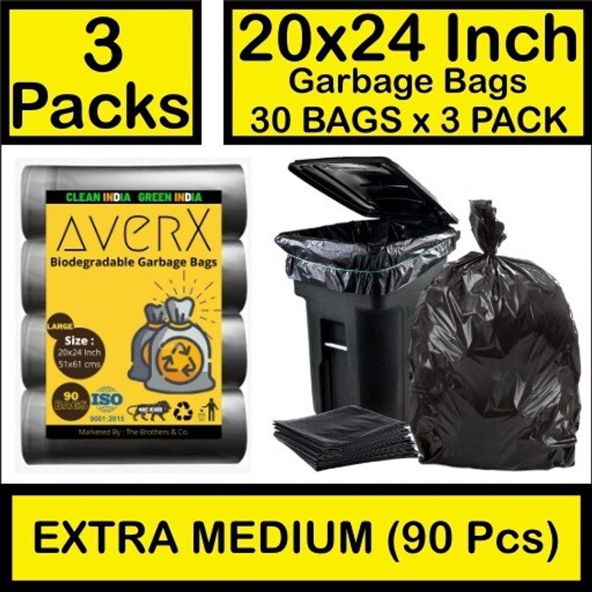 averX Premium Black Garbage Bag 20x24 inches Pack of 3 90 Pieces Large Medium 35 L Garbage Bag Pack Of 90 Price in India Buy averX Premium Black Garbage Bag