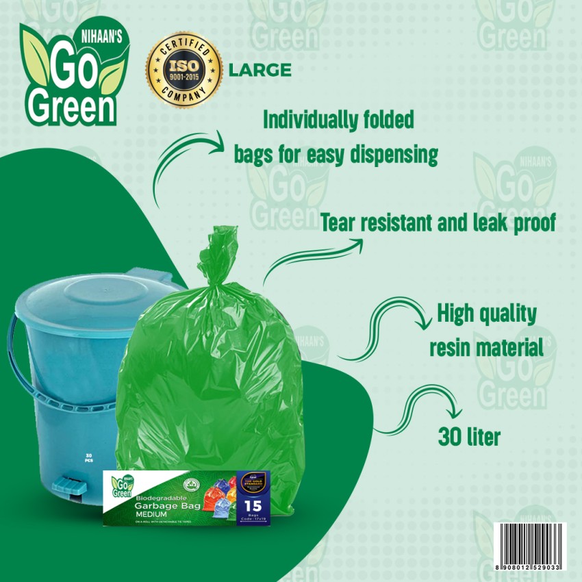A Nihaan's Go Green Dustbin Bags Midium Size For Home Oxo Biodegradeable Garbage  Bags Medium 20 L Garbage Bag Price in India - Buy A Nihaan's Go Green Dustbin  Bags Midium Size