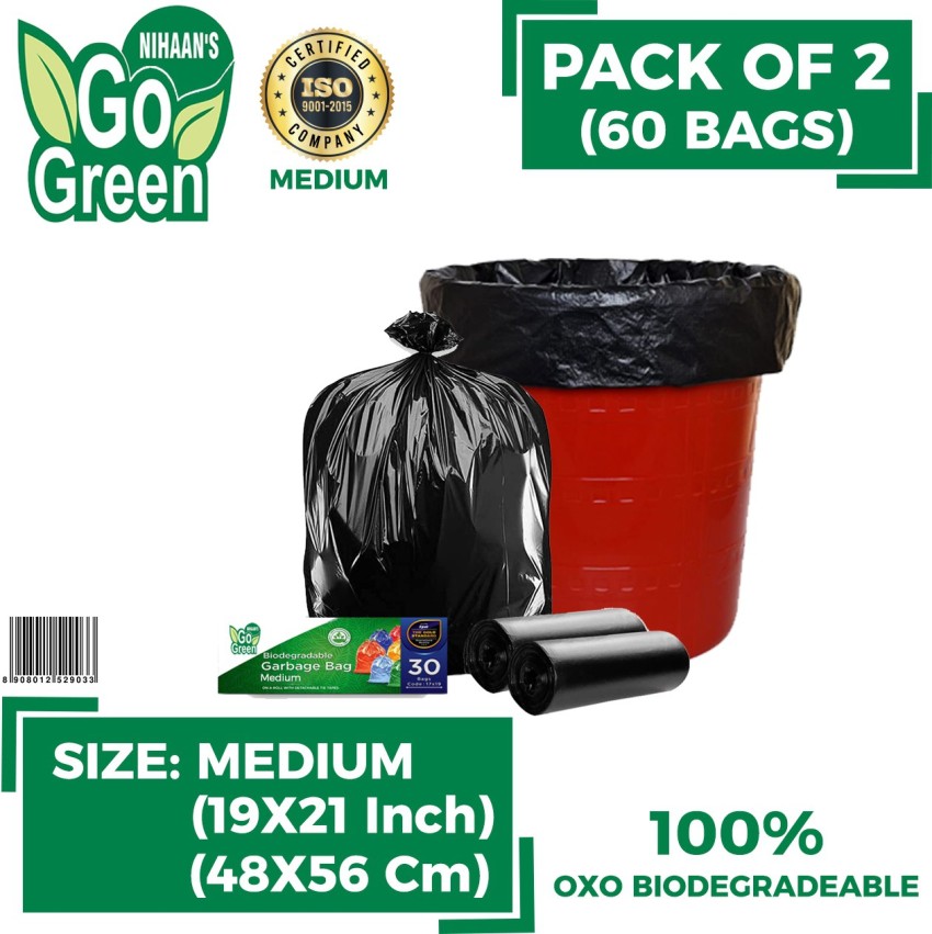 Shalimar Premium OXO - Biodegradable Garbage Bags 19 X 21 Inches (Medium)  180 Bags (6 Rolls) Dustbin Bag/Trash Bag - Black Color : Amazon.in: Home &  Kitchen