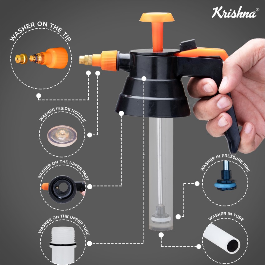 KRISHNA 2 LITER GARDEN PRESSURE SPRAY PUMP WITH EXTRA SET OF FRONT NOZZLE &  WASHER KIT 2 L Hand Held Sprayer Price in India - Buy KRISHNA 2 LITER GARDEN  PRESSURE SPRAY