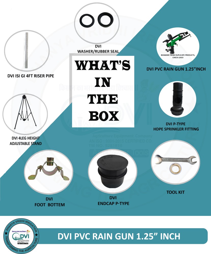 DVI 1.25 INCH PVC Raingun Complete Set With 4ft Riser Pipe With P Type 50MM  Adapter 0 L Tank Sprayer Price in India - Buy DVI 1.25 INCH PVC Raingun  Complete Set